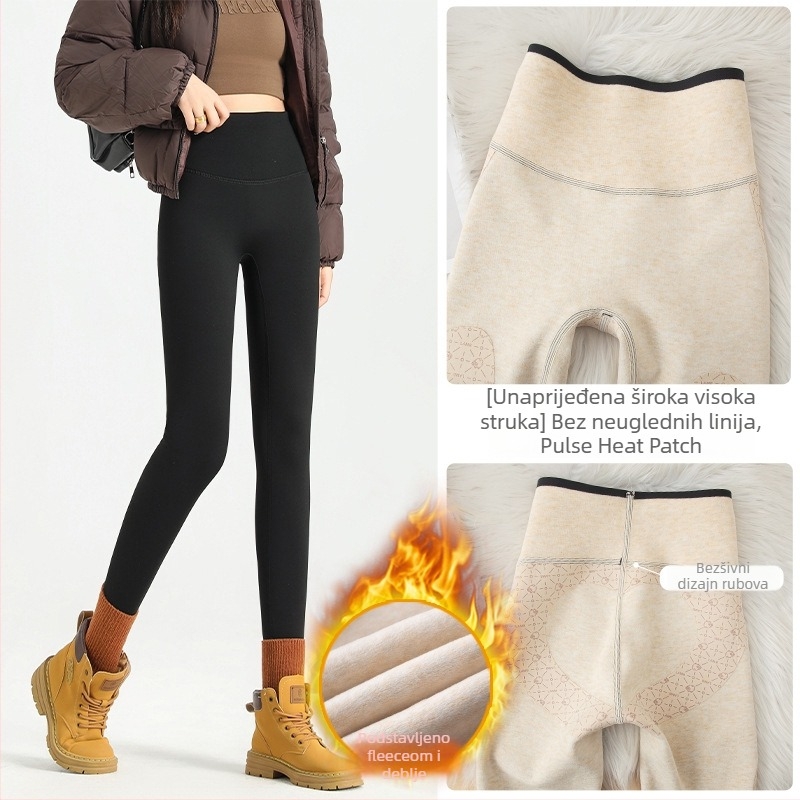 Barbie hlače s visokim strukom za zimu, trening hlače, nylon-spandex smjesa, geometrijski uzorak, debeli materijal