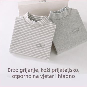 Dječja pamučna majica s prugama, debela za toplinu, okrugli izrez, bez kapulje, 95% pamuk, unisex, za djecu od 3 do 8 godina