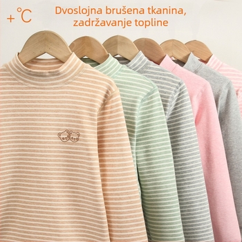 Dječja pamučna majica s prugama, debela za toplinu, okrugli izrez, bez kapulje, 95% pamuk, unisex, za djecu od 3 do 8 godina