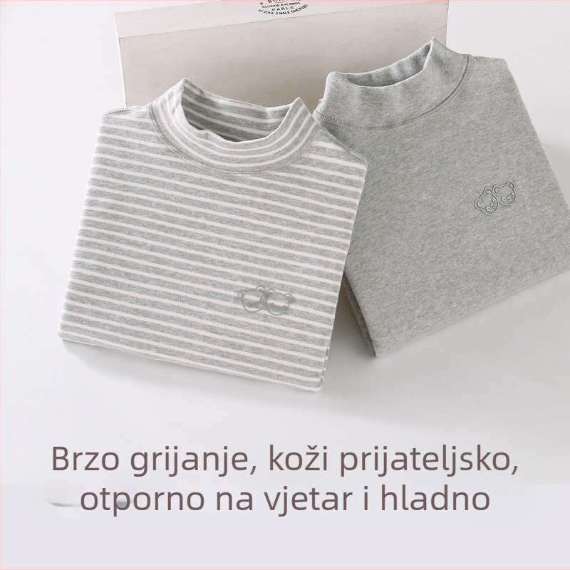 Dječja pamučna majica s prugama, debela za toplinu, okrugli izrez, bez kapulje, 95% pamuk, unisex, za djecu od 3 do 8 godina