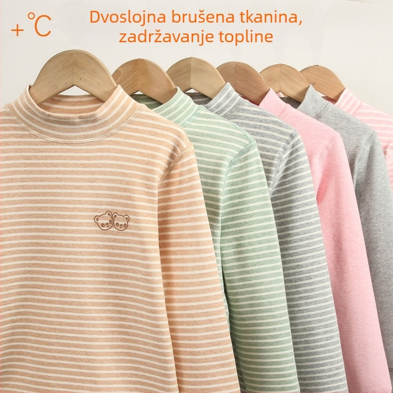 Dječja pamučna majica s prugama, debela za toplinu, okrugli izrez, bez kapulje, 95% pamuk, unisex, za djecu od 3 do 8 godina