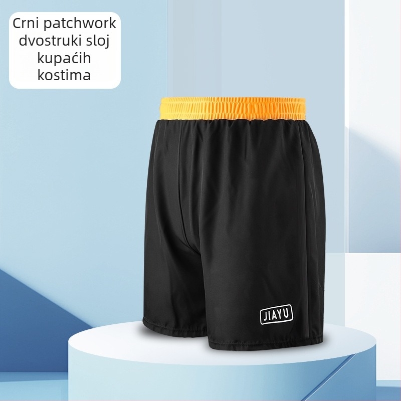 Muške kupaće šorceve – dvostruki sloj, brzo sušeće, uzorak, vanjski materijal poliester (86% akrilnih vlakana), podstava poliester (80% akrilnih vlakana)