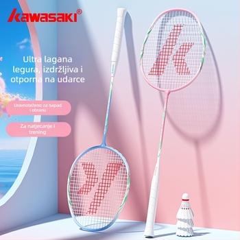 Reket badminton Kawasaki X700 — okvir od željeznog legura, vlaknasta žica, težina 95–100 g, drška G3