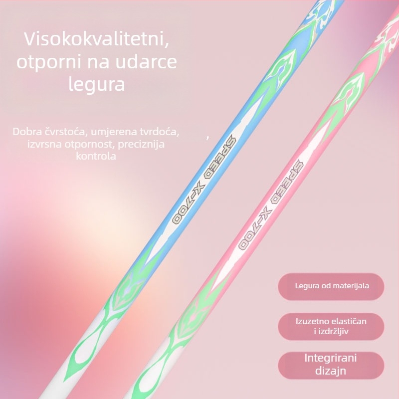 Reket badminton Kawasaki X700 — okvir od željeznog legura, vlaknasta žica, težina 95–100 g, drška G3