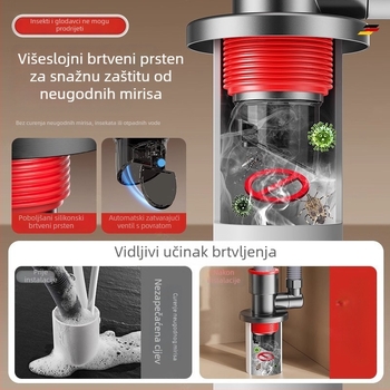Trostruki odvod perilice rublja - Nehrđajući čelik, P-trap oblik, Povlačni tip, Model 0048, Jiurong