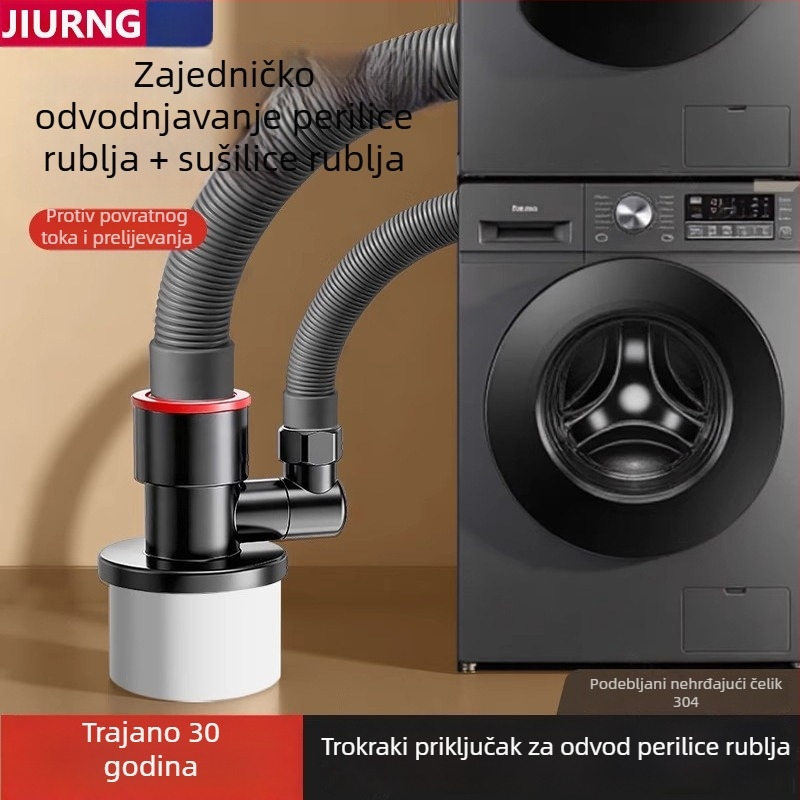 Trostruki odvod perilice rublja - Nehrđajući čelik, P-trap oblik, Povlačni tip, Model 0048, Jiurong