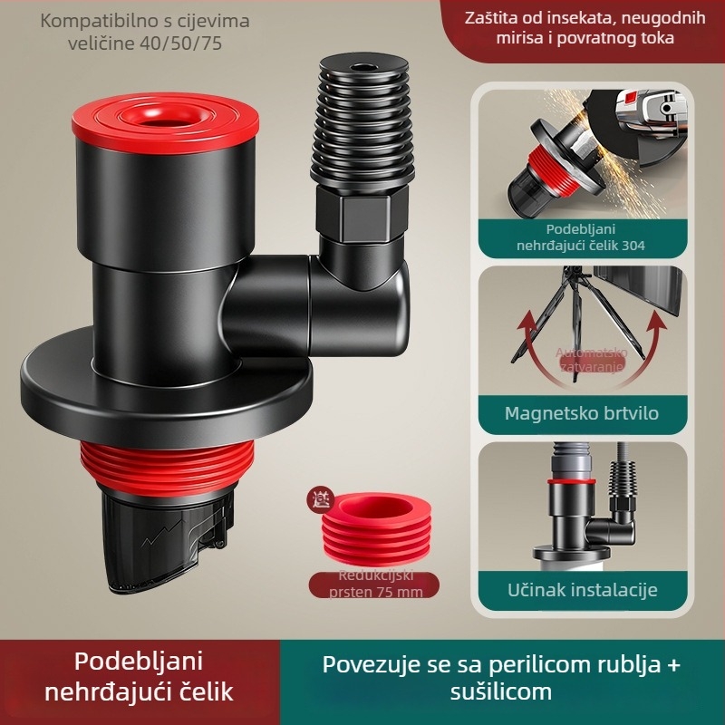 Trostruki odvod perilice rublja - Nehrđajući čelik, P-trap oblik, Povlačni tip, Model 0048, Jiurong