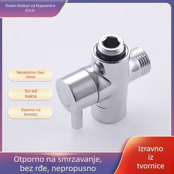 Distribucijski vodni ventil s tri puta četiri priključka, model A3560, bakar, elektoplata, rotacijski spoj, glavni cijev promjer 1,5 cm