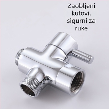 Distribucijski vodni ventil s tri puta četiri priključka, model A3560, bakar, elektoplata, rotacijski spoj, glavni cijev promjer 1,5 cm