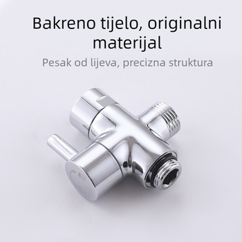 Distribucijski vodni ventil s tri puta četiri priključka, model A3560, bakar, elektoplata, rotacijski spoj, glavni cijev promjer 1,5 cm