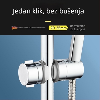Držač tuša bez bušenja, podesivi, kromirano, ABS materijal, CE certifikat, prekid dotoka vode jednim klikom