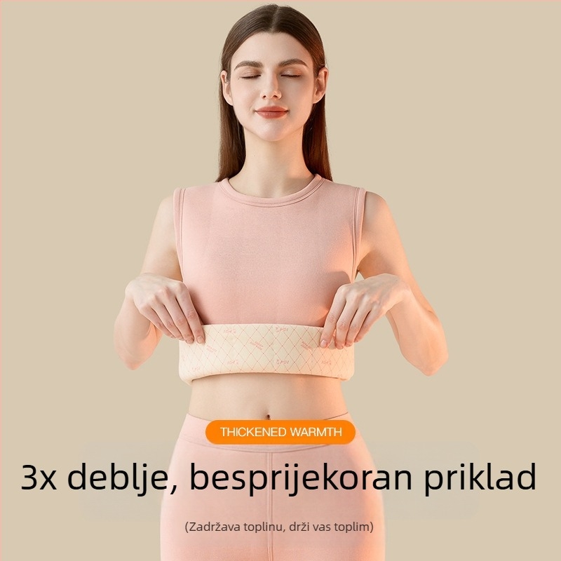 Ženski termalni vest s vunenim punjenjem, fleec podstavom, debeli, za jesen i zimu, osnovni sloj