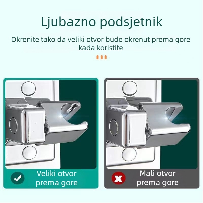 Držač za tuš glavu, bez bušenja, prilagodljiv, zidni, rotirajući, plastični