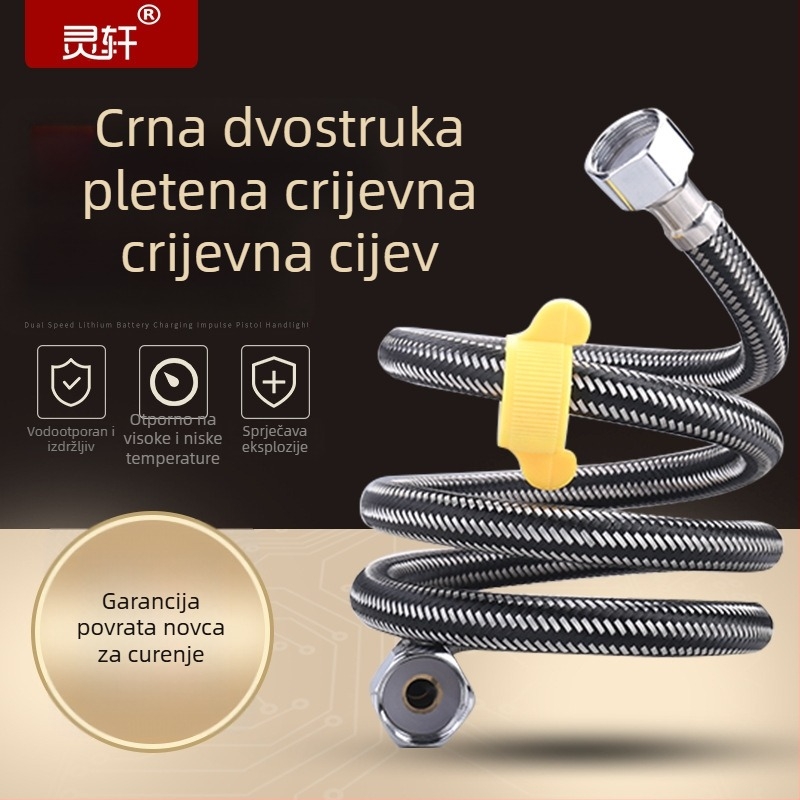 Nehrđajući čelični opleteni crijev za toplu i hladnu vodu, visok tlak 1.6 MPa, -20°C do 120°C, spiralni spoj