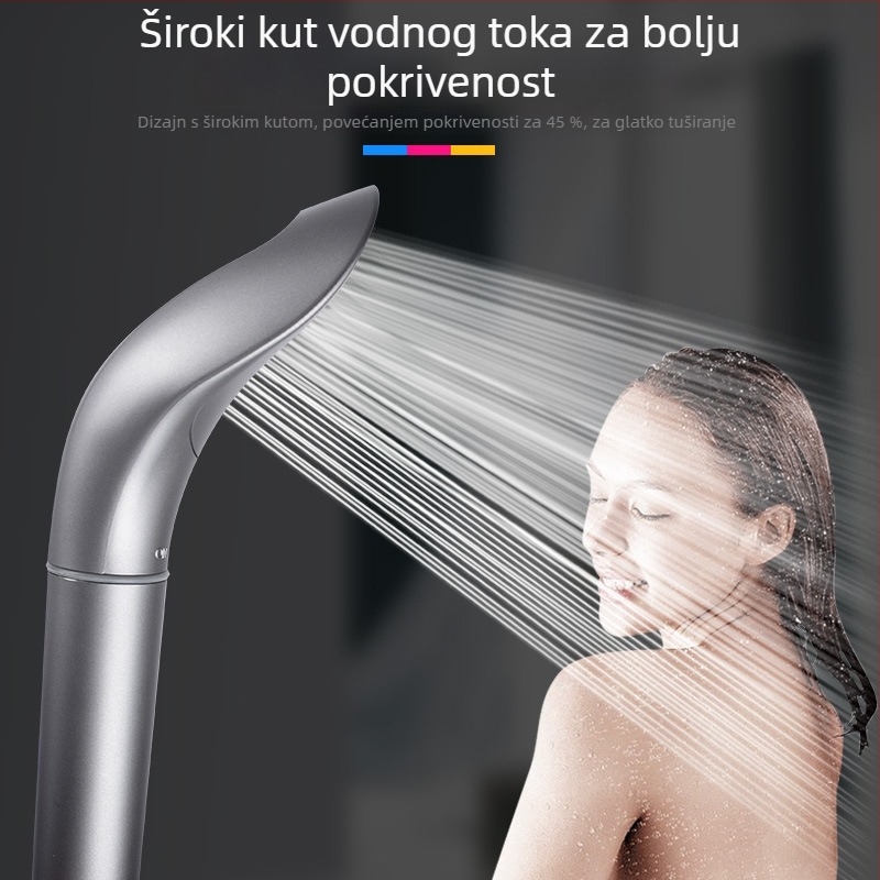 Tuš glava s filtrom, pojačanim protokom, integriranim grijačem vode, kišni tuš, ugradnja bez bušenja
