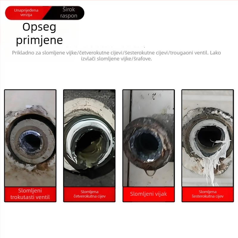 FURONGHUA Thread Breaker Extractor set za ručnu bušilicu i trokut ventila za vodovod, 5 komada, 71 mm duljina, čelik 45#