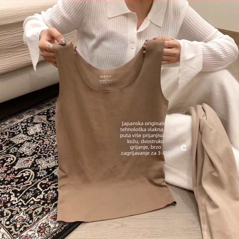 Ženska topla vesta, De Velvet nylon tkanina, pulover kroj, kružni izrez, jednodijelna