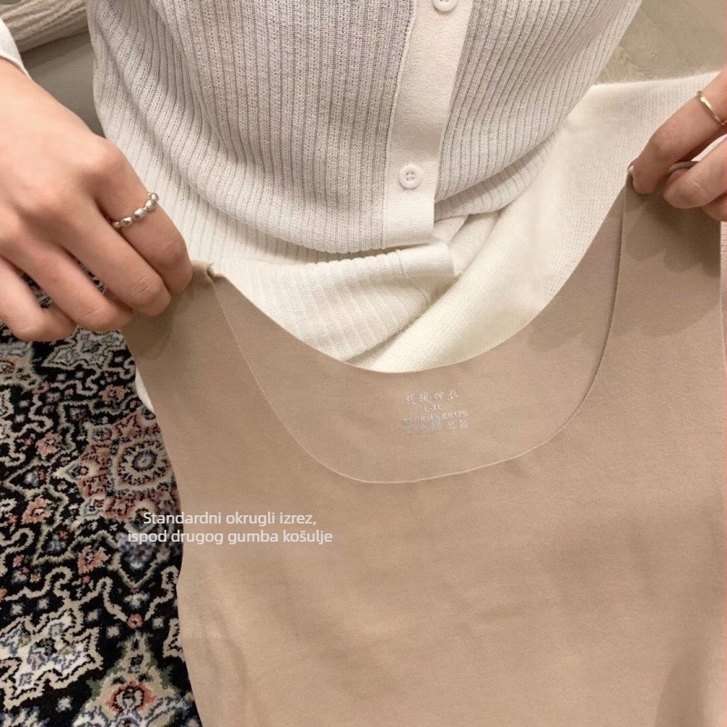 Ženska topla vesta, De Velvet nylon tkanina, pulover kroj, kružni izrez, jednodijelna