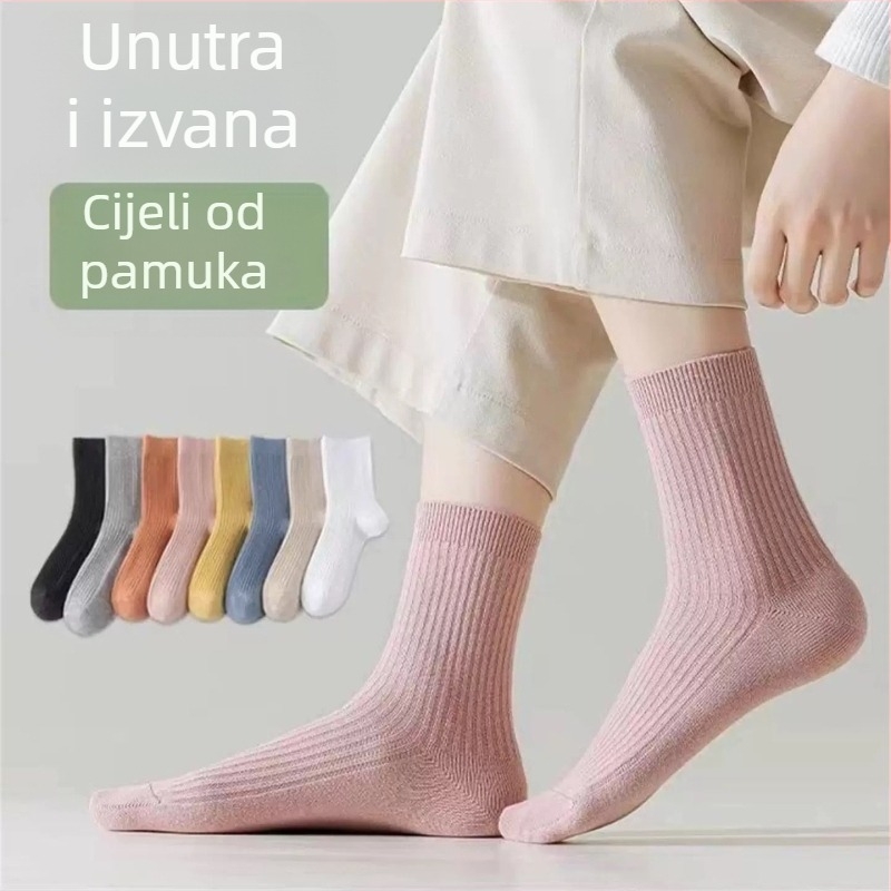 Ženske čarape od 100% pamuka, srednja dužina, sve sezone, jednobojne, upijaju znoj i sprječavaju neugodan miris