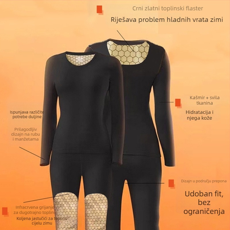 Unisex termo set od vune – dvostruki sloj, debeo 251–300 g/m², okrugli izrez, dugi rukavi