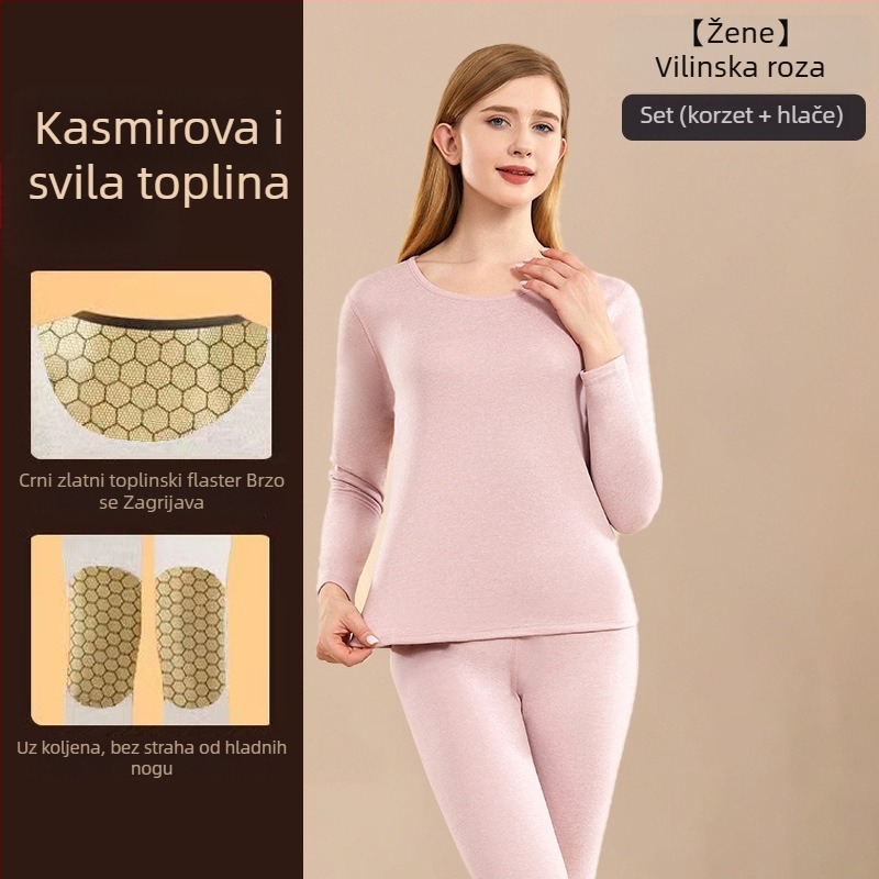 Unisex termo set od vune – dvostruki sloj, debeo 251–300 g/m², okrugli izrez, dugi rukavi