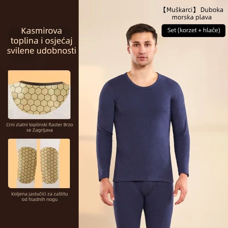 Unisex termo set od vune – dvostruki sloj, debeo 251–300 g/m², okrugli izrez, dugi rukavi