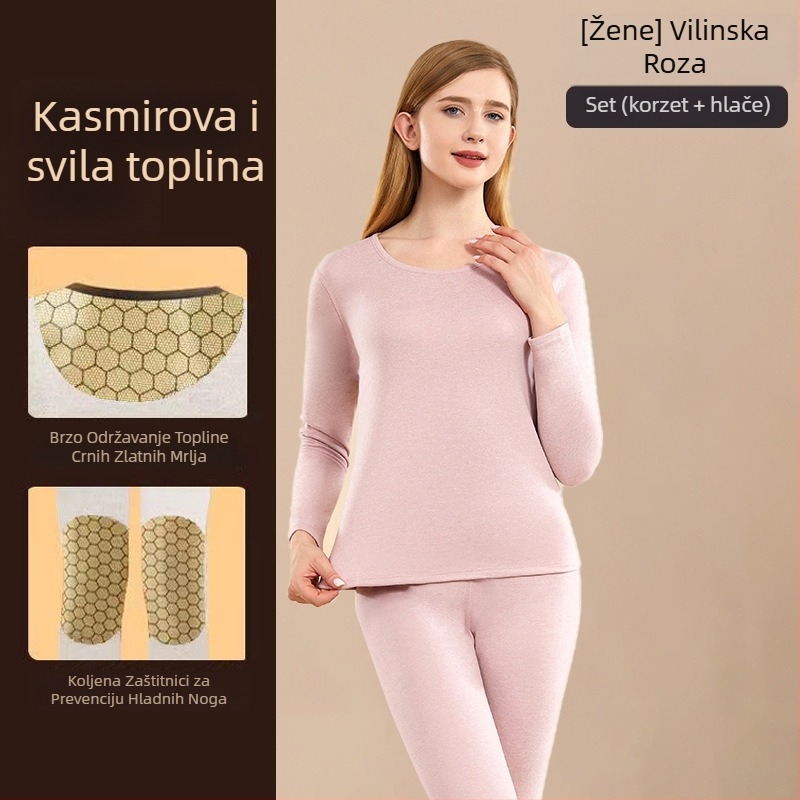 Unisex termo set od vune – dvostruki sloj, debeo 251–300 g/m², okrugli izrez, dugi rukavi