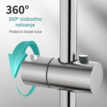 Tuš nosač s podiznom šipkom od 304 nerđajućeg čelika, montaža bušenjem, moderni minimalistički stil