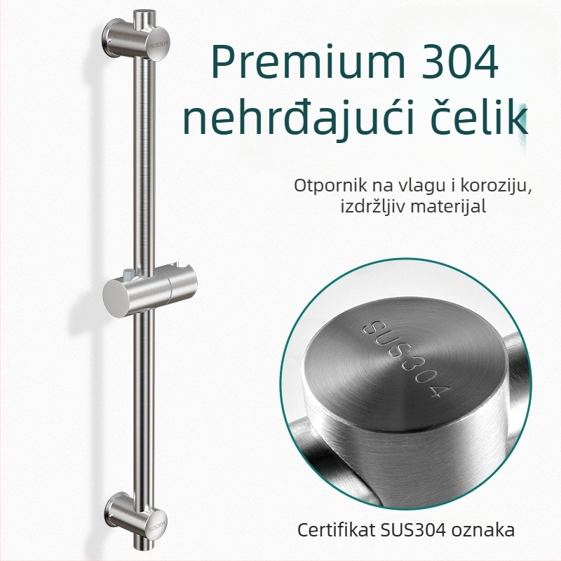 Tuš nosač s podiznom šipkom od 304 nerđajućeg čelika, montaža bušenjem, moderni minimalistički stil