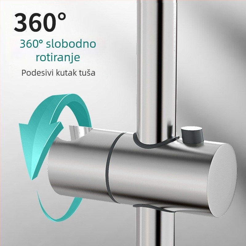 Tuš nosač s podiznom šipkom od 304 nerđajućeg čelika, montaža bušenjem, moderni minimalistički stil