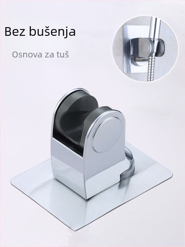 Držač za tuš glavu bez bušenja, ABS materijal, elektroplirano završno obrađivanje, radna temperatura 0–100 °C, nominalni tlak 1,6 MPa, moderni minimalistički stil