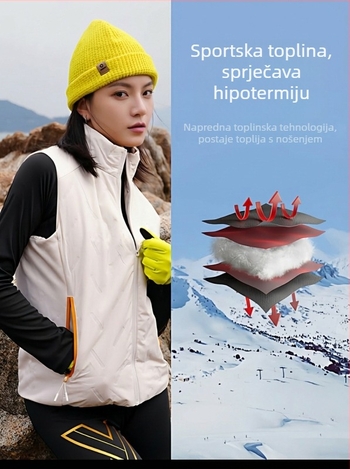 Vesta za vanjsku upotrebu sa stojećim ovratnikom, unisex, topla, punjenje od mercerisiranog pamuka