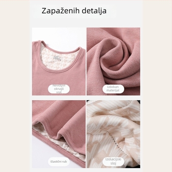 Termalna vunena vesta s fleec podlogom, ekstra debela, dvostruki sloj, kapuljača, okrugli izrez, može se nositi kao osnovni sloj ili vanjski komad