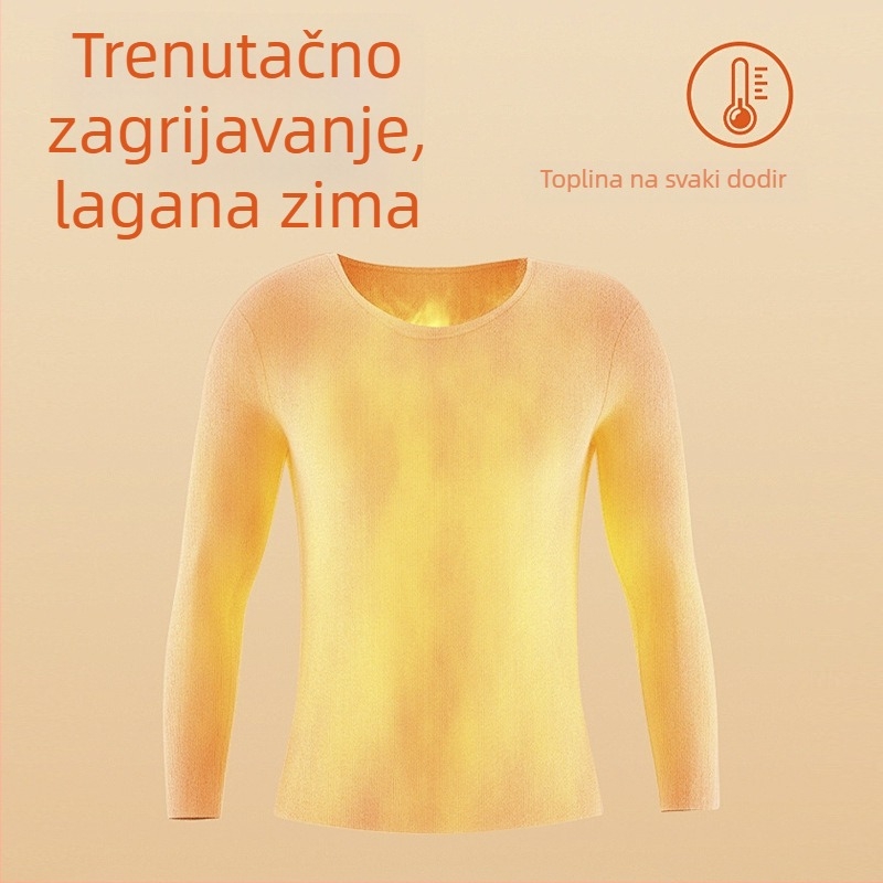 Termalna vunena vesta s fleec podlogom, ekstra debela, dvostruki sloj, kapuljača, okrugli izrez, može se nositi kao osnovni sloj ili vanjski komad