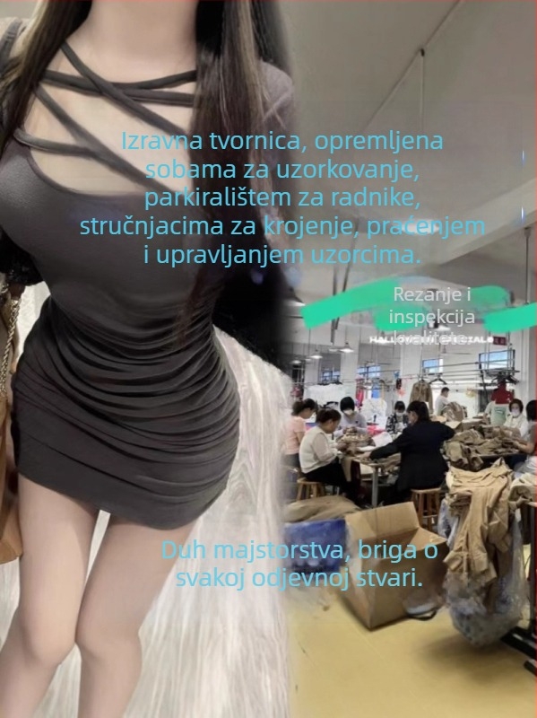 Majica od pamuka-lena s umetkom za prsni dio, kratki rukavi, okrugli izrez, verzija s desnim ramenom