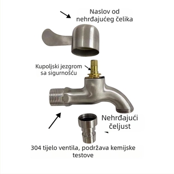 Slavina za perilicu rublja od 304 nehrđajućeg čelika, model 084, brušeni završetak, jednoručni upravljač