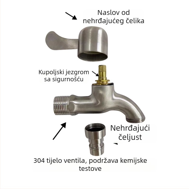 Slavina za perilicu rublja od 304 nehrđajućeg čelika, model 084, brušeni završetak, jednoručni upravljač