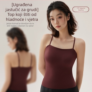 Termalni prsluk s integriranim grudnim jastučićima, Nylon tkanina, veluru završnica, kapuljača, jednovrstna