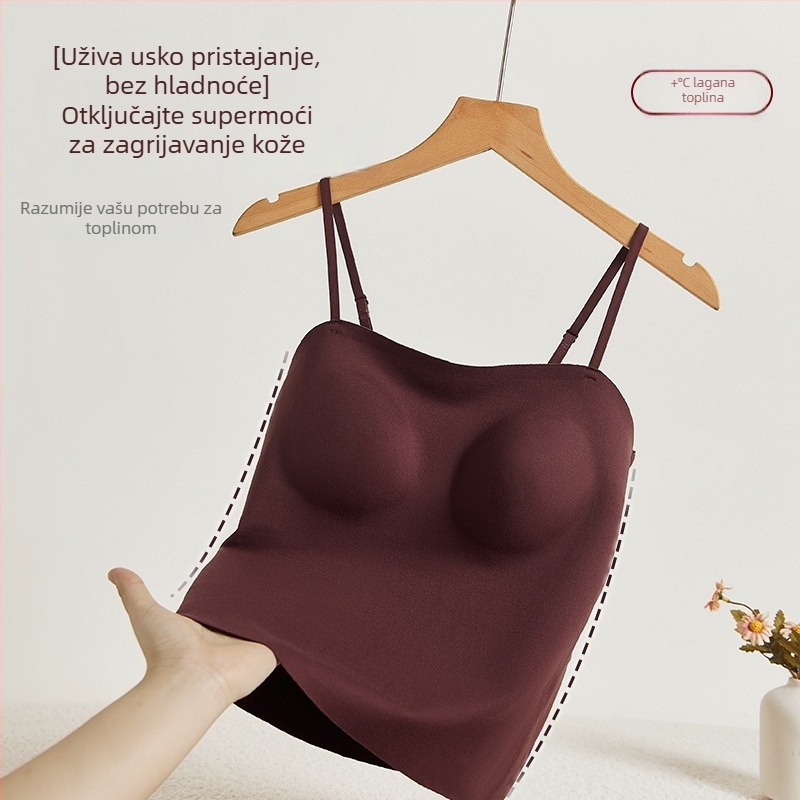 Termalni prsluk s integriranim grudnim jastučićima, Nylon tkanina, veluru završnica, kapuljača, jednovrstna