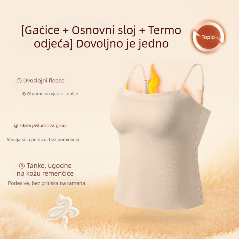 Termalni prsluk s integriranim grudnim jastučićima, Nylon tkanina, veluru završnica, kapuljača, jednovrstna