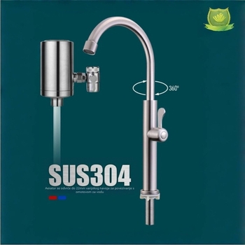 Kuhinjski faucet – 304 nehrđajući čelik, brušeni završetak, okretni, otporan na prskanje, bakreno jezgro ventila
