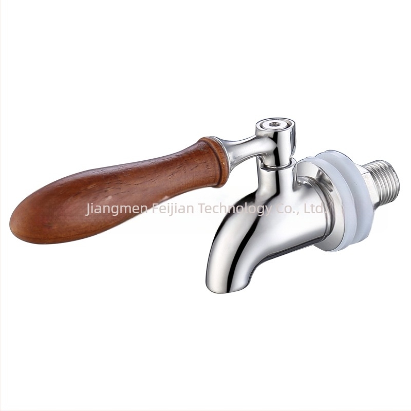 Nehrđajući čelični izljevnik za napitke 304 - model FJ-P013A, unutarnji ventilski jezgra od nehrđajućeg čelika, Ø16 ulaz/izlaz, radna temperatura -10 do 100°C, nazivni tlak 6 bar