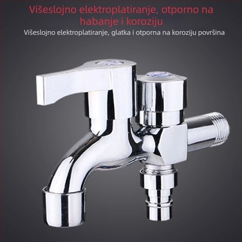 Kran za perilicu rublja, mesinga legura, kromirani premaz, 3-put, spiralna ugradnja
