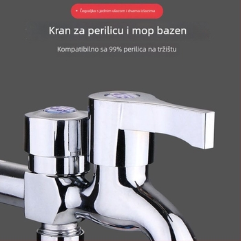 Kran za perilicu rublja, mesinga legura, kromirani premaz, 3-put, spiralna ugradnja
