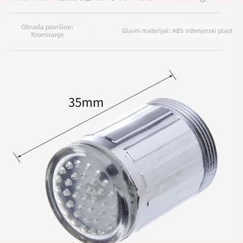 Aerator za slavinu s kontrolom temperature i promjenom boje, osvijetljenjem u tri boje — ABS materijal, model Db-0.123, ABS-UV površinska obrada, radna temperatura ispod 100°C, univerzalna izravna ugradnja