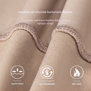 Termalna čipkasta majica s V-izrezom, integrirane šalice, dvostruki sloj, kapuljača, sa sametnim detaljima; oblikuje tijelo, zagrijava trbuh i leđa; može se nositi i kao vanjska odjeća.