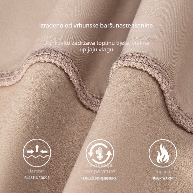 Termalna čipkasta majica s V-izrezom, integrirane šalice, dvostruki sloj, kapuljača, sa sametnim detaljima; oblikuje tijelo, zagrijava trbuh i leđa; može se nositi i kao vanjska odjeća.