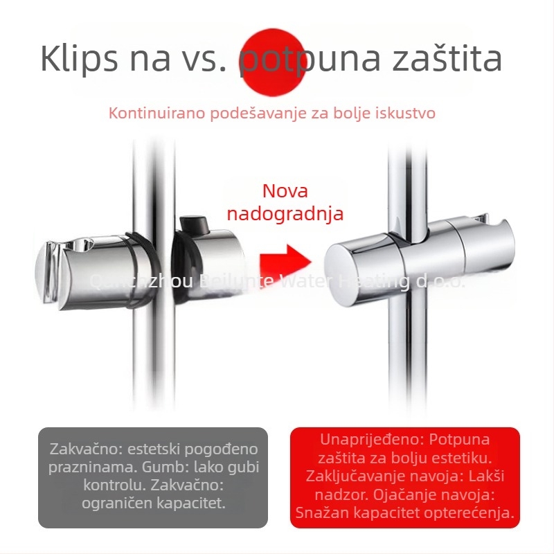 Držač tuša bez bušenja, prilagodljiva osnova za podizanje šipke, ručni tuš s kliznim navojem, model BL-8005, ABS, srednja umetanje, elektropokrivanje