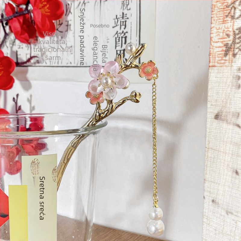 Metalna ukosnica za kosu s motivom Plum Blossom, kineskog stila, ručna izrada