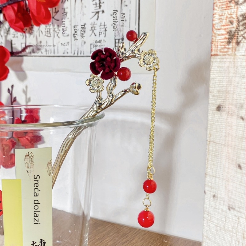 Metalna ukosnica za kosu s motivom Plum Blossom, kineskog stila, ručna izrada